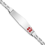 Women's Sterling Silver Rhodium-Plated Anchor Medical ID Bracelet 6mm