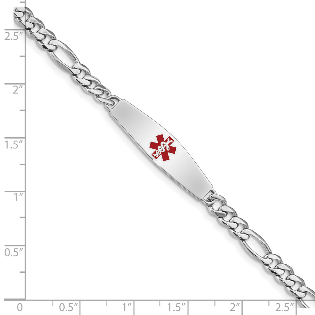 Women's Sterling Silver Rhodium-Plated Figaro Medical ID Bracelet 4mm