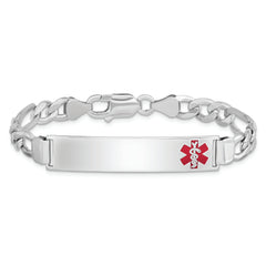 Sterling Silver Rhodium-plated Medical ID Figaro Link Bracelet