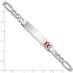 Women's Sterling Silver Rhodium-Plated Figaro Medical ID Bracelet 7mm