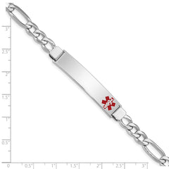 Sterling Silver Rhodium-plated Medical ID Figaro Link Bracelet