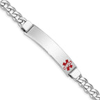 Women's Sterling Silver Rhodium-Plated Curb Medical ID Bracelet 7mm