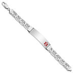 Women's Sterling Silver Rhodium-Plated Anchor Medical ID Bracelet 9mm