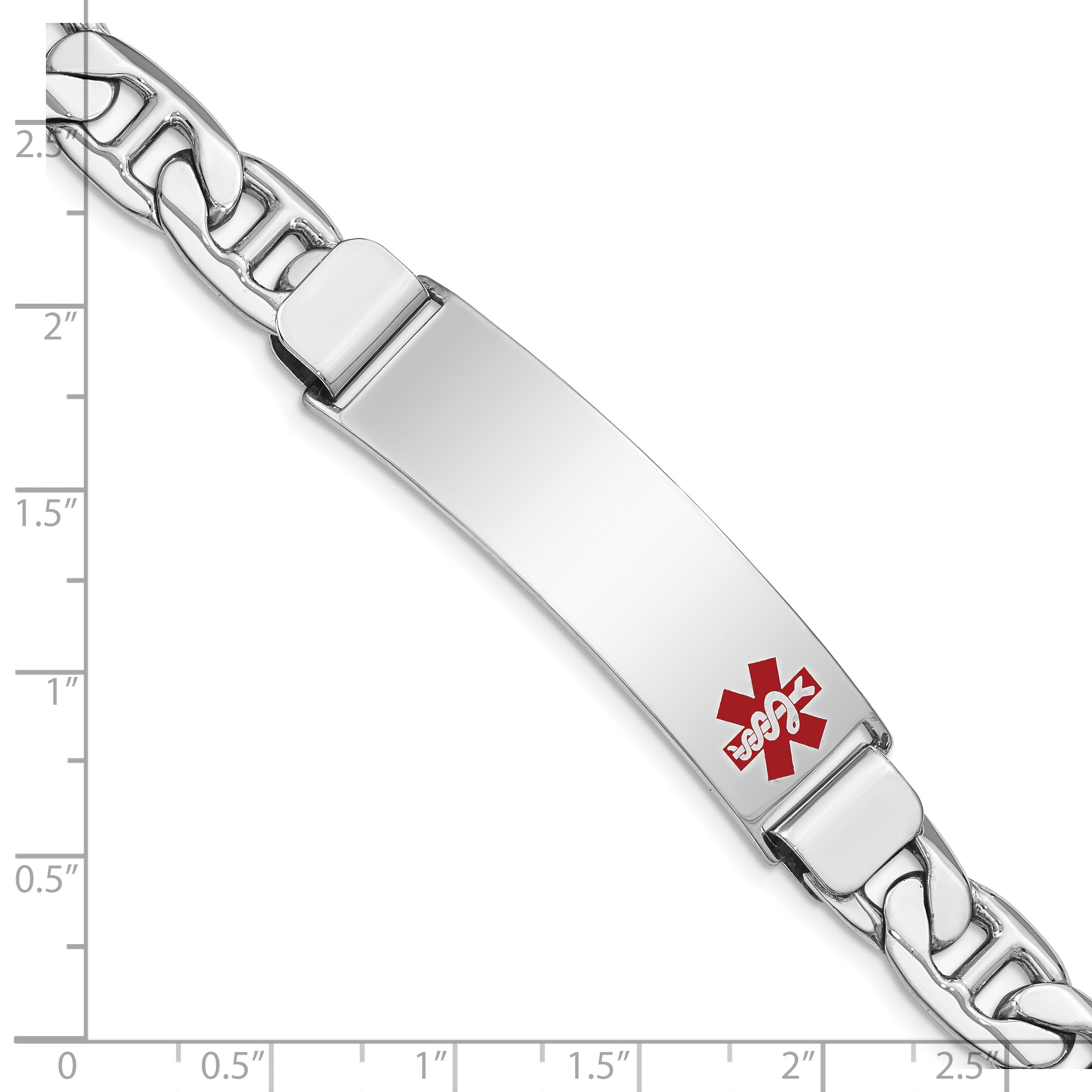 Sterling Silver Rhodium-plated Medical ID Anchor Link Bracelet Secondary image