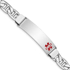 Women's Sterling Silver Rhodium-Plated Anchor Medical ID Bracelet 9mm