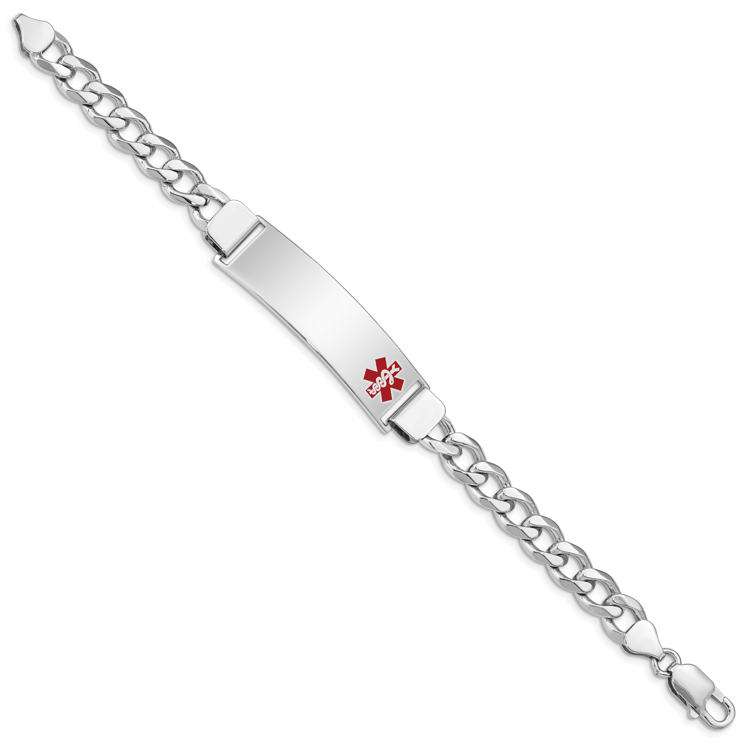Women's Sterling Silver Rhodium-Plated Curb Medical ID Bracelet 8mm