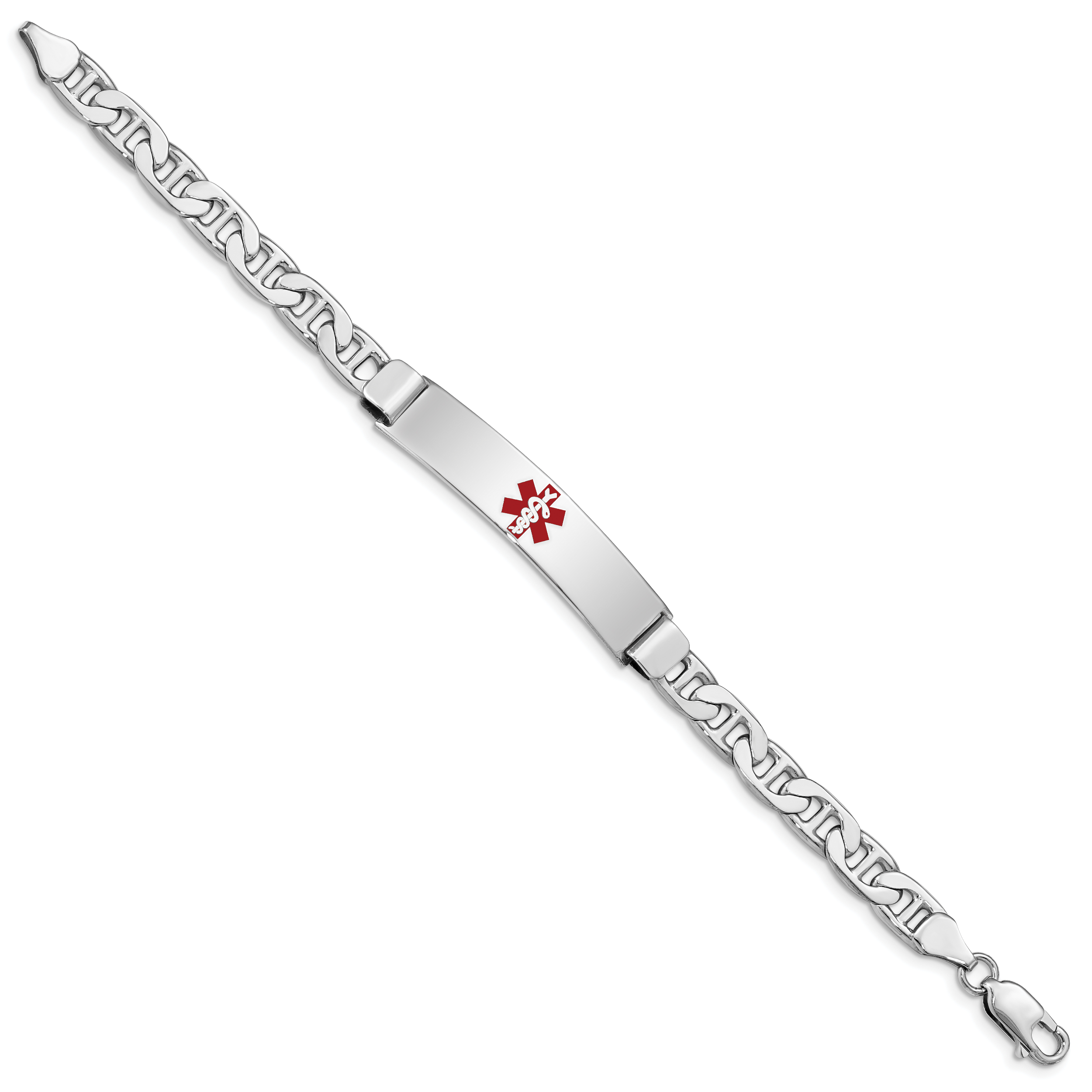Sterling Silver Rhodium-plated Medical ID Anchor Link Bracelet Secondary image