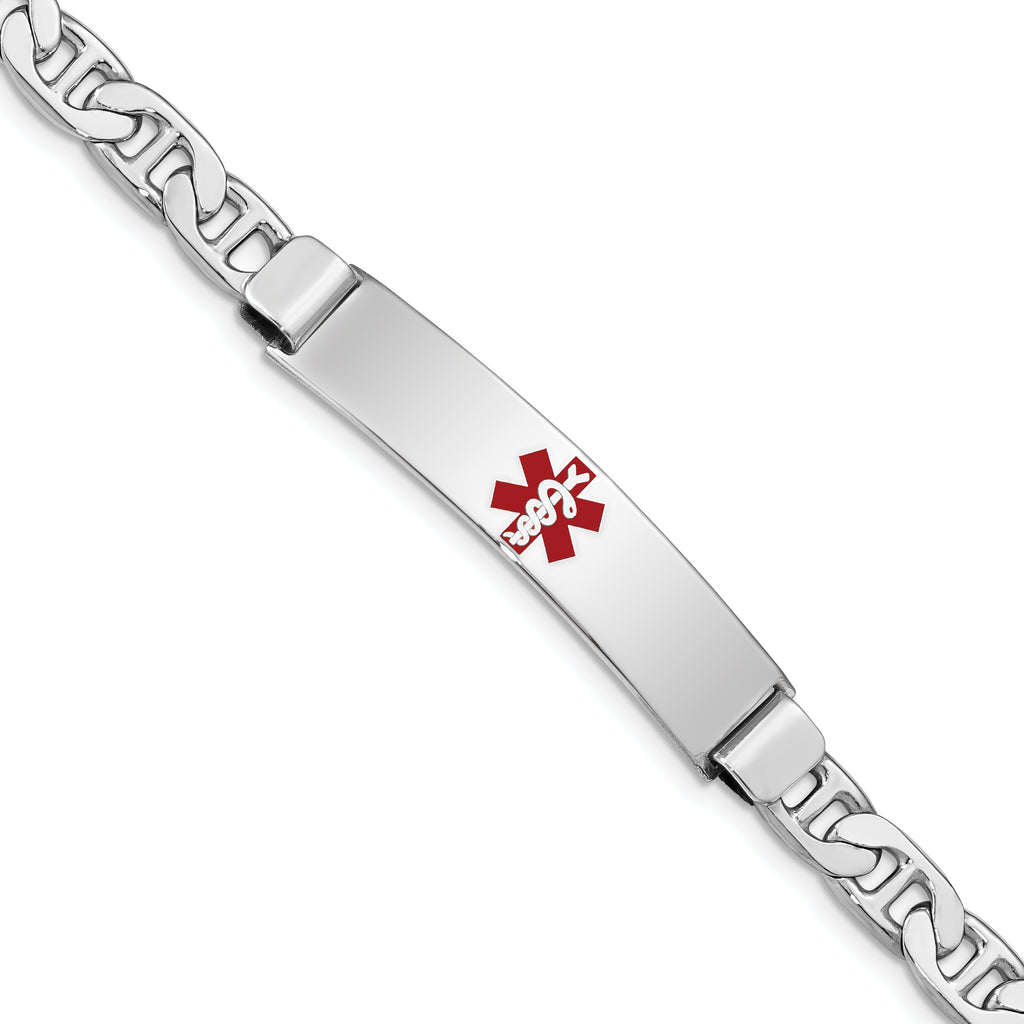 Women's Sterling Silver Rhodium-Plated Anchor Medical ID Bracelet 6mm