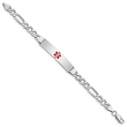 Women's Sterling Silver Rhodium-Plated Figaro Medical ID Bracelet 6mm