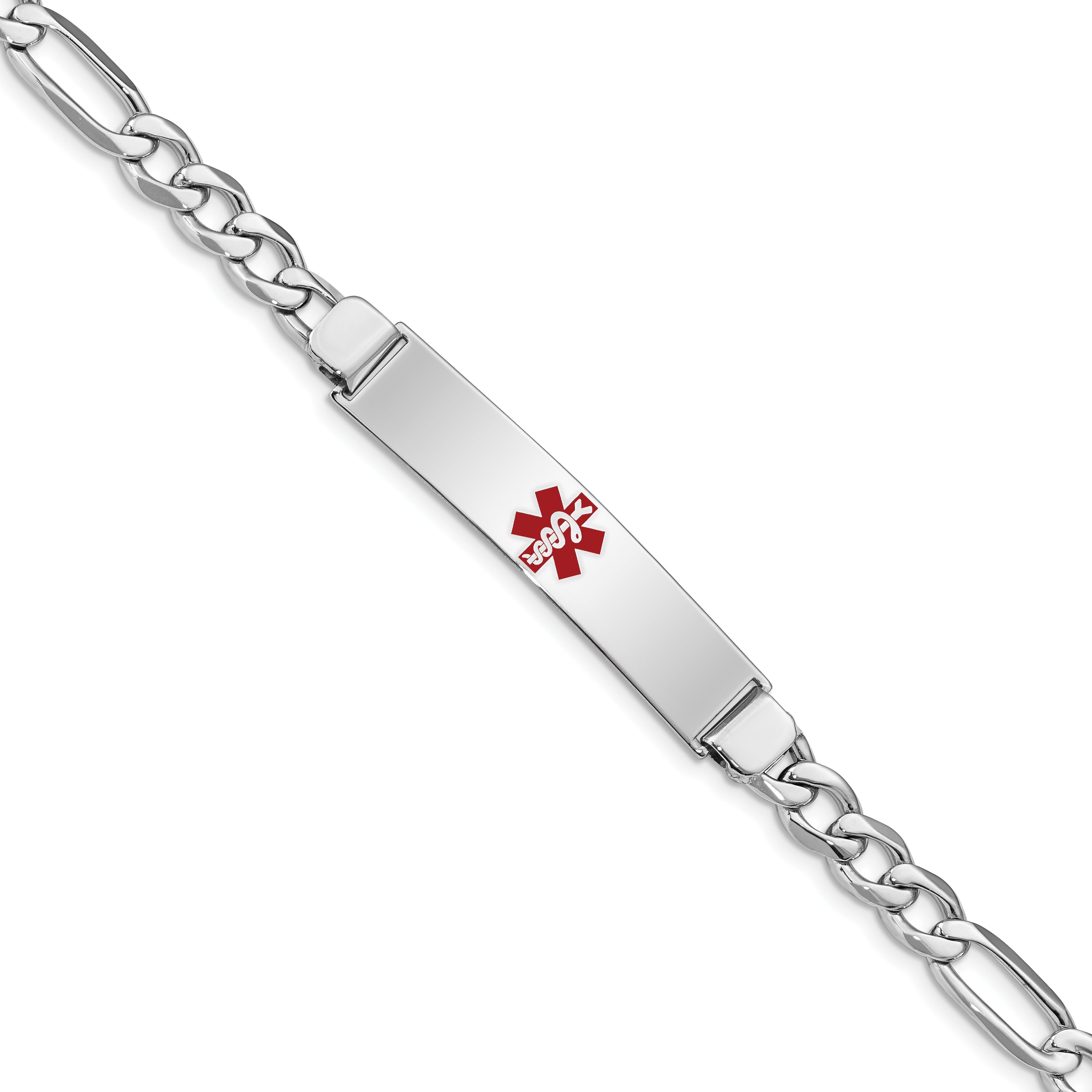 Sterling Silver Rhodium-plated Medical ID Figaro Link Bracelet Main image