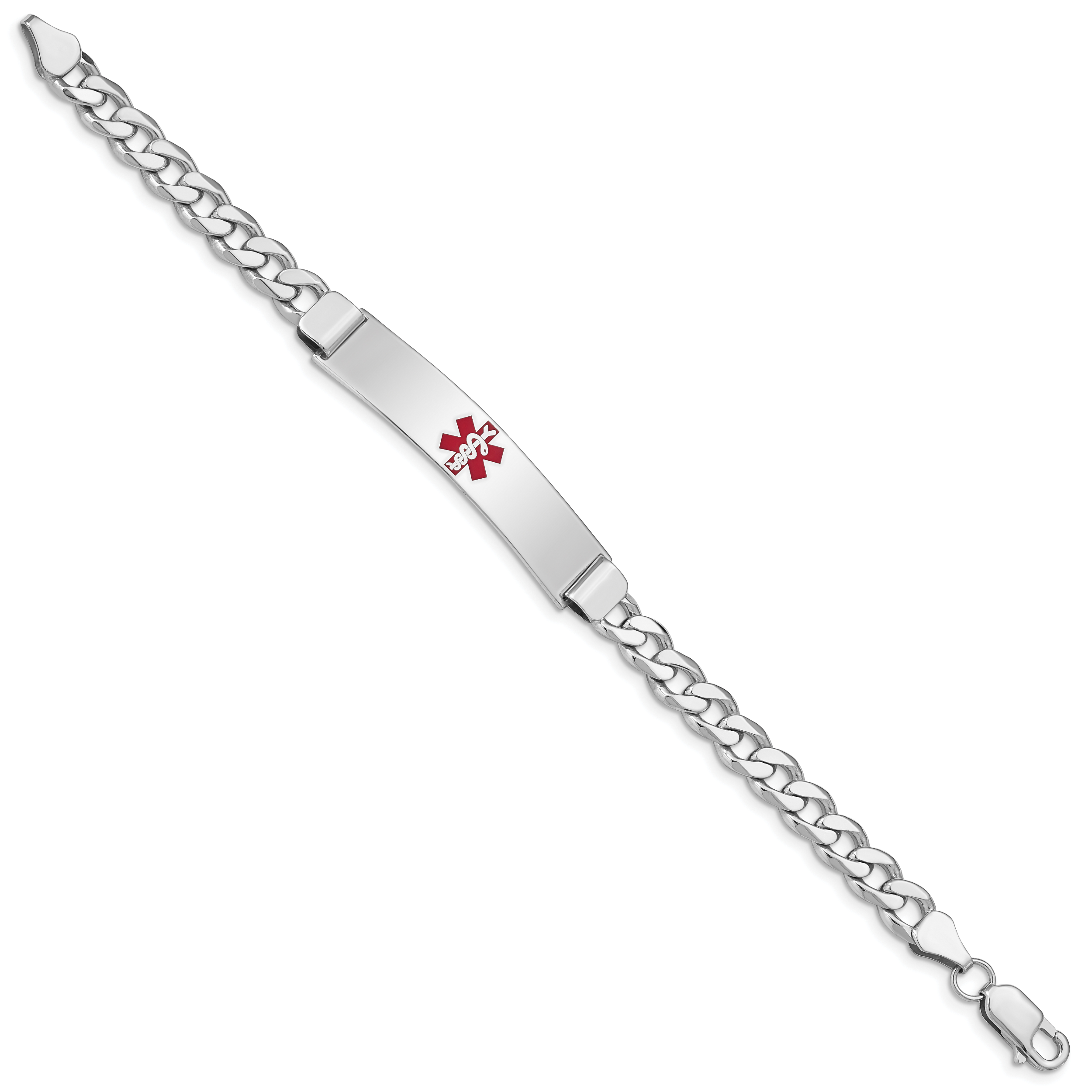 Sterling Silver Rhodium-plated Medical ID Curb Link Bracelet Secondary image