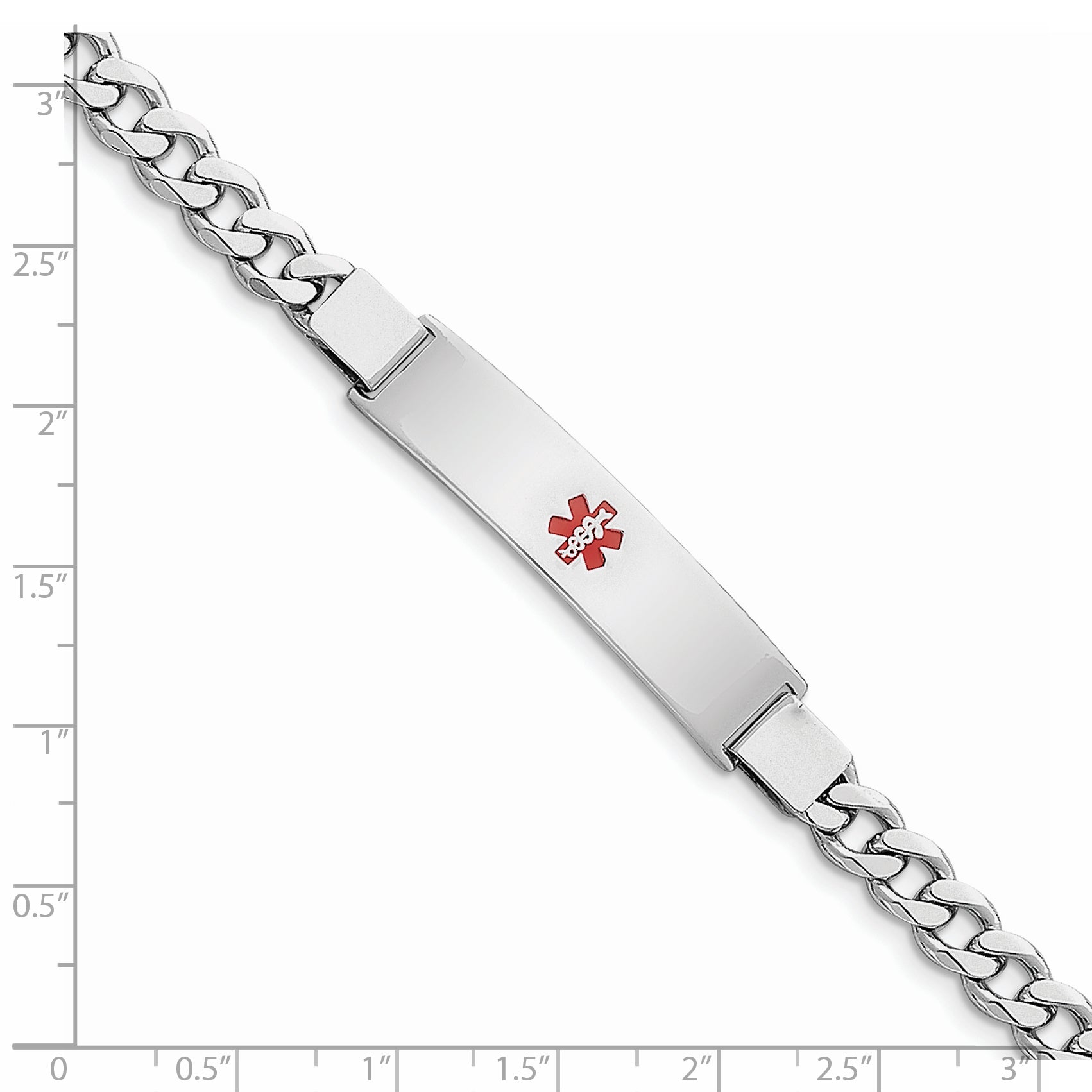 Women's Sterling Silver Rhodium-Plated Curb Medical ID Bracelet 6mm