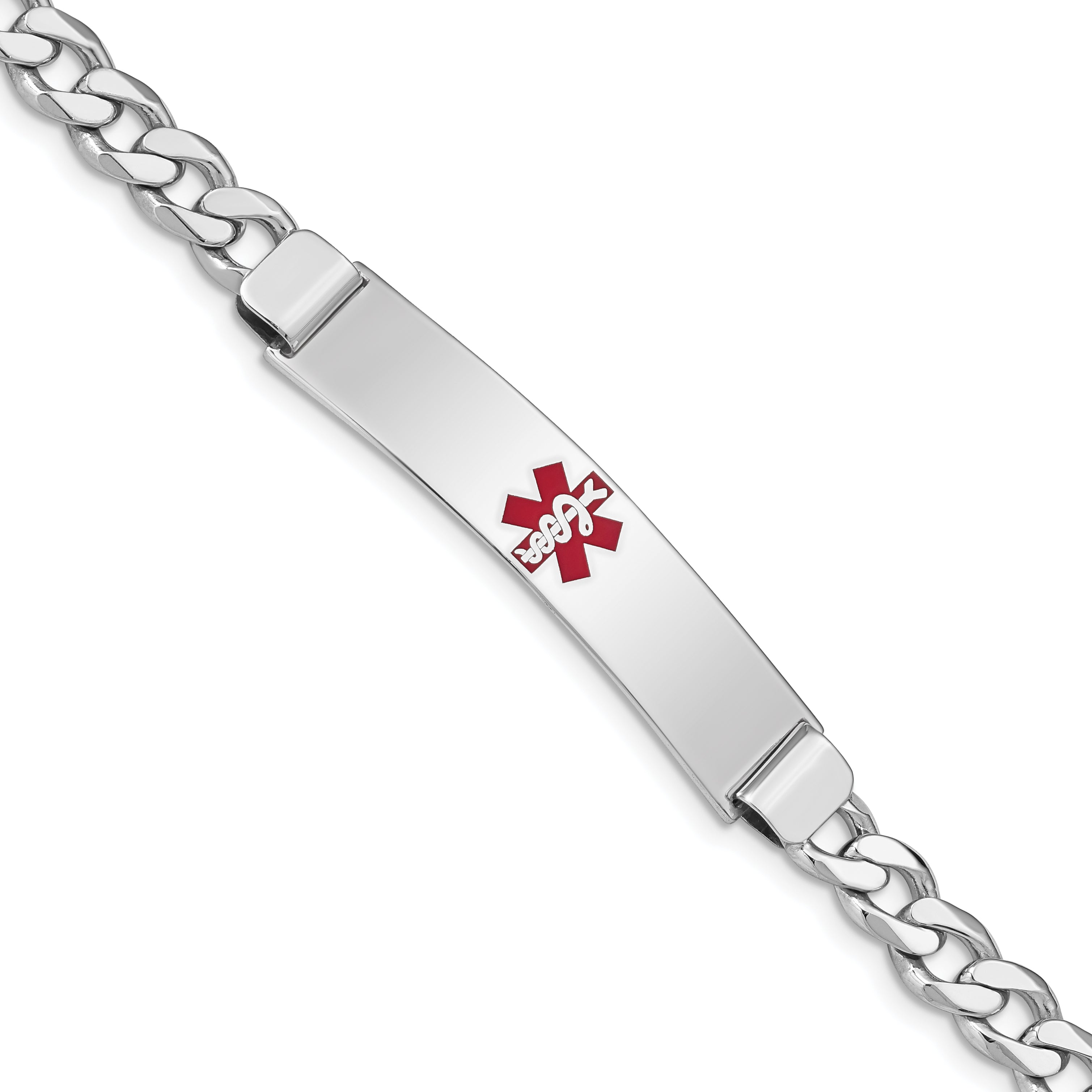 Sterling Silver Rhodium-plated Medical ID Curb Link Bracelet Main image