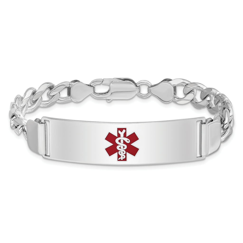 Women's Sterling Silver Rhodium-Plated Curb Medical ID Bracelet 8mm