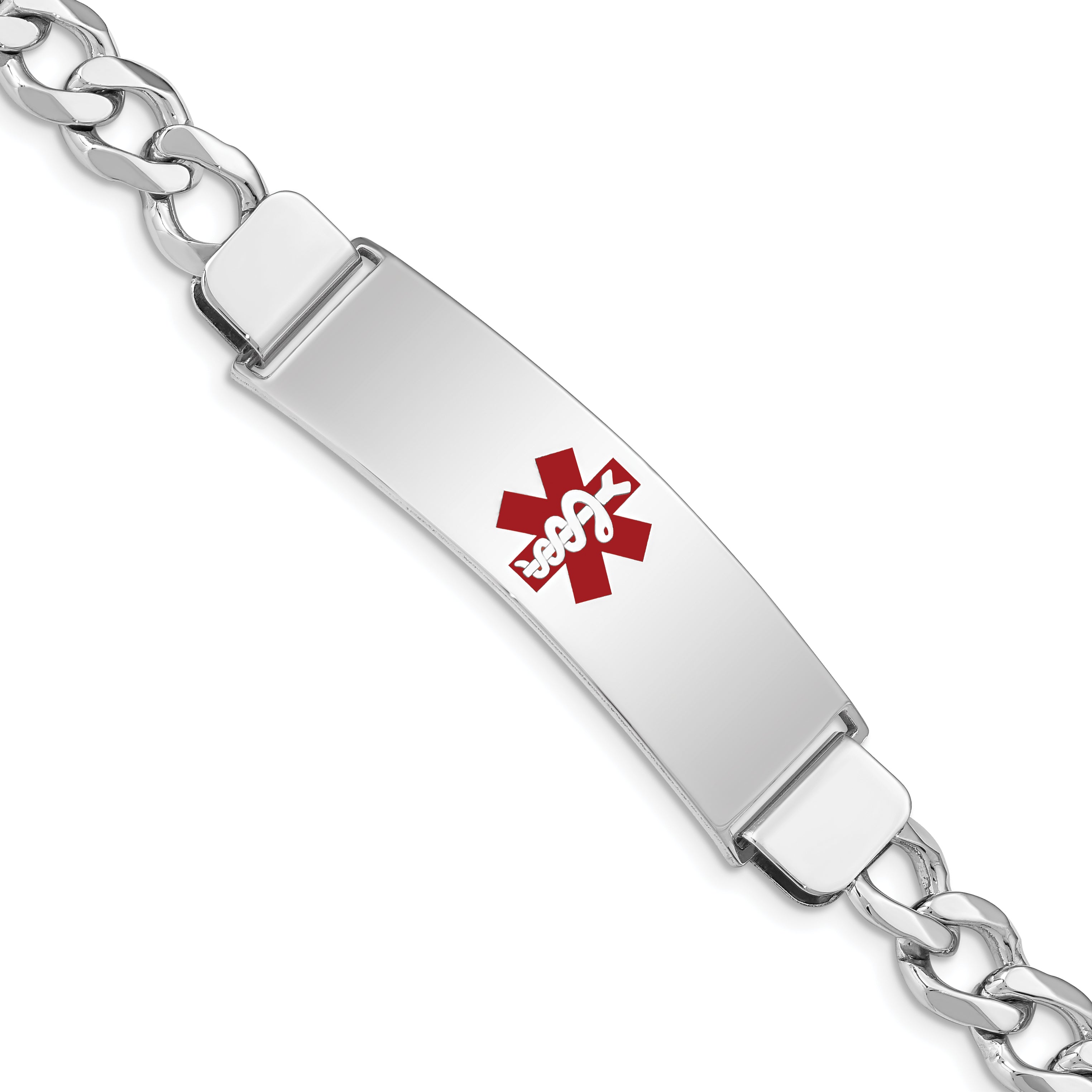 Sterling Silver Rhodium-plated Medical ID Curb Link Bracelet Main image