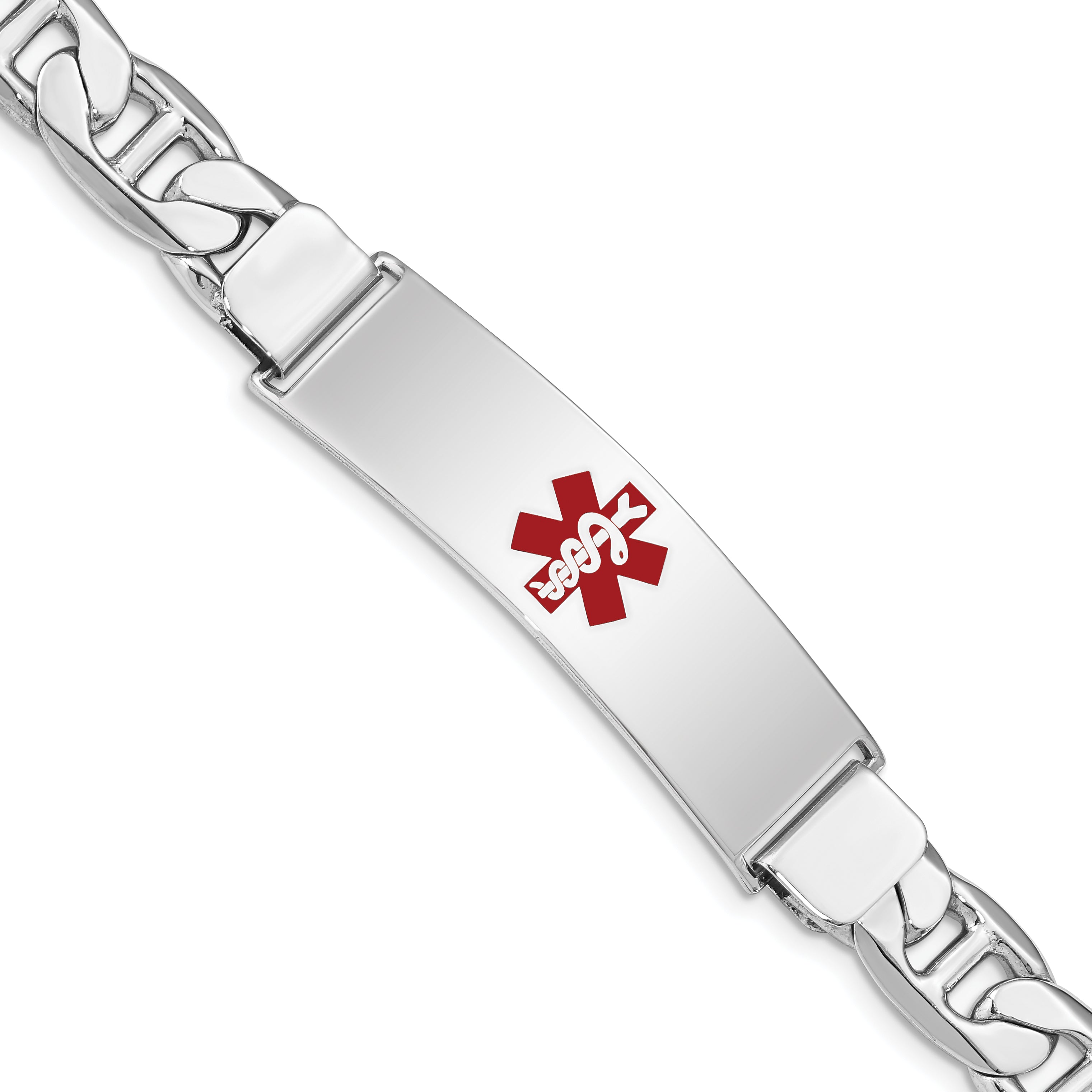 Women's Sterling Silver Rhodium-Plated Anchor Medical ID Bracelet 9mm Main image