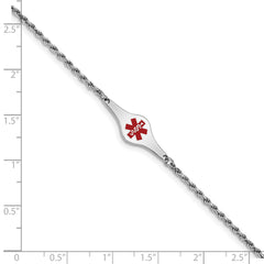 Sterling Silver Rhodium-plated Medical ID Rope Link Bracelet