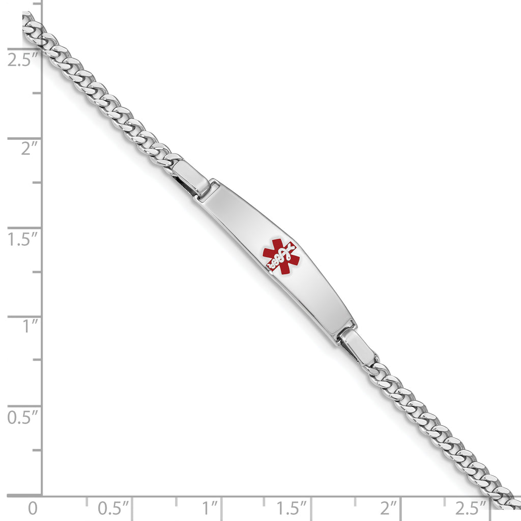 Women's Sterling Silver Rhodium-Plated Curb Medical ID Bracelet 3mm