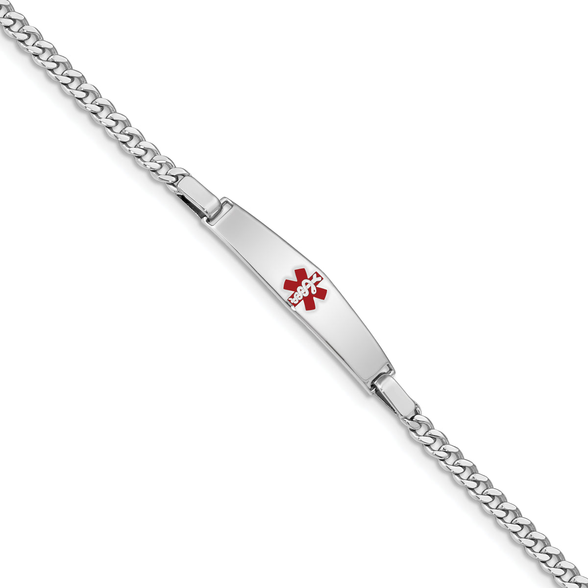 Sterling Silver Rhodium-plated Medical ID Curb Link Bracelet