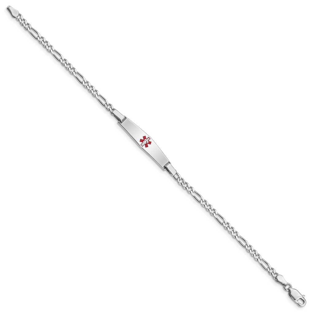 Women's Sterling Silver Rhodium-Plated Figaro Medical ID Bracelet 3mm