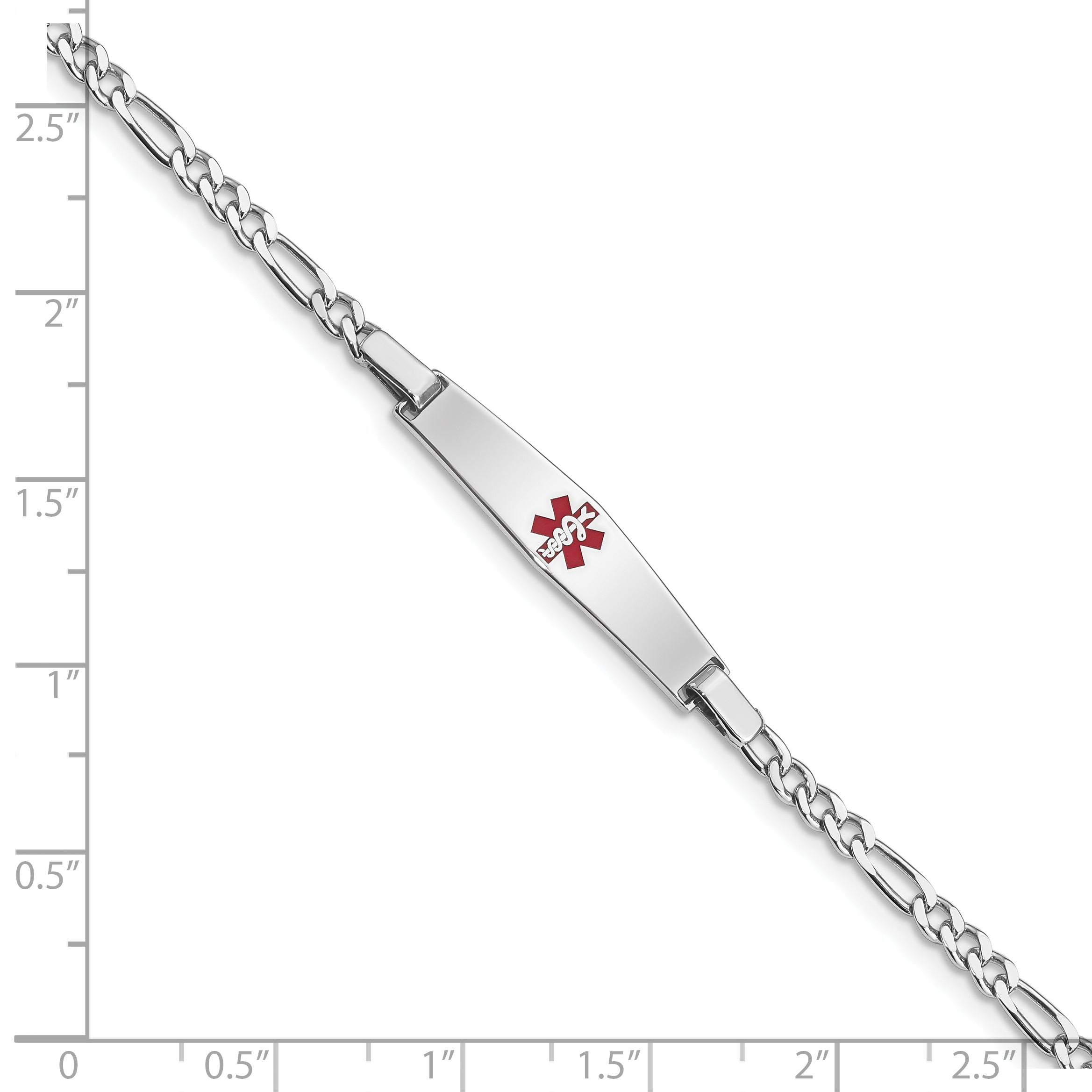 Women's Sterling Silver Rhodium-Plated Figaro Medical ID Bracelet 3mm