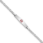 Women's Sterling Silver Rhodium-Plated Figaro Medical ID Bracelet 3mm