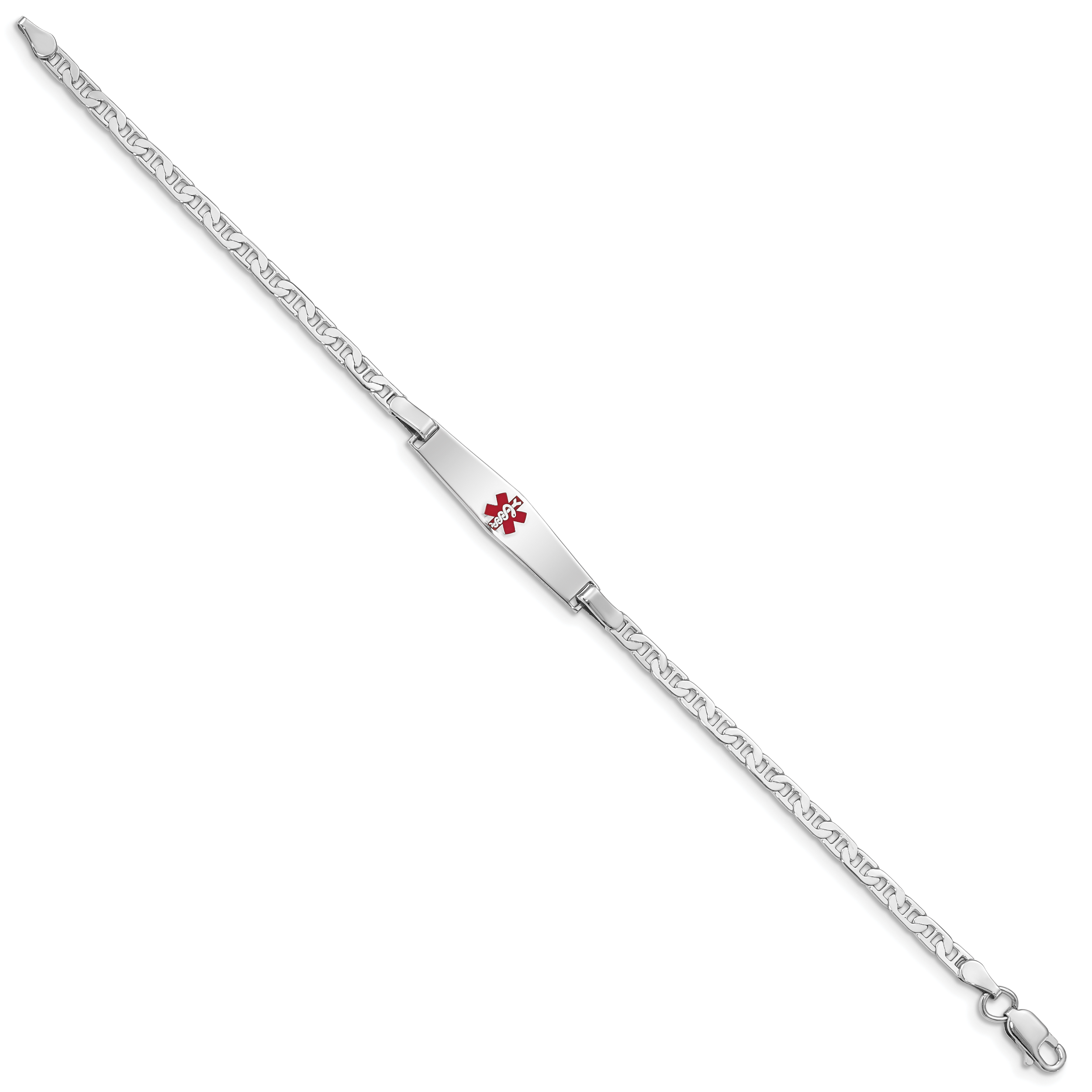 Women's Sterling Silver Rhodium-Plated Anchor Medical ID Bracelet 3mm Secondary image