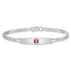Sterling Silver Rhodium-plated Medical ID Anchor Link Bracelet