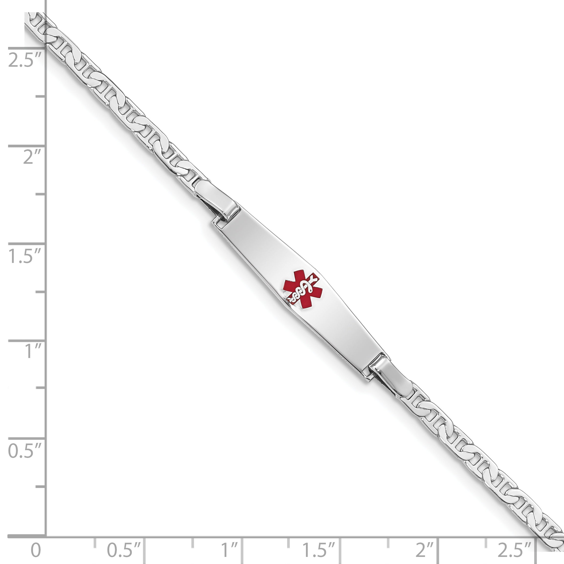 Women's Sterling Silver Rhodium-Plated Anchor Medical ID Bracelet 3mm