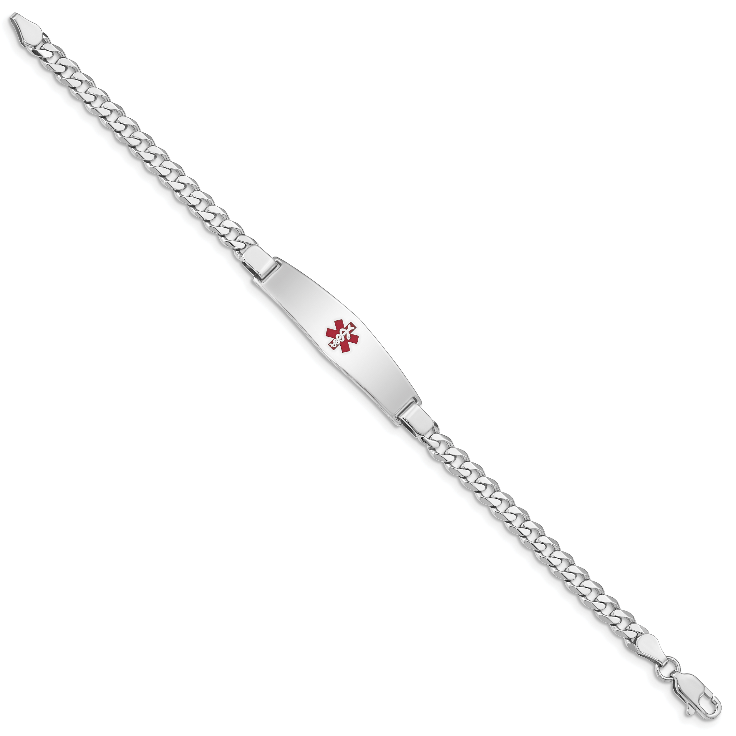 Women's Sterling Silver Rhodium-Plated Curb Medical ID Bracelet 5mm
