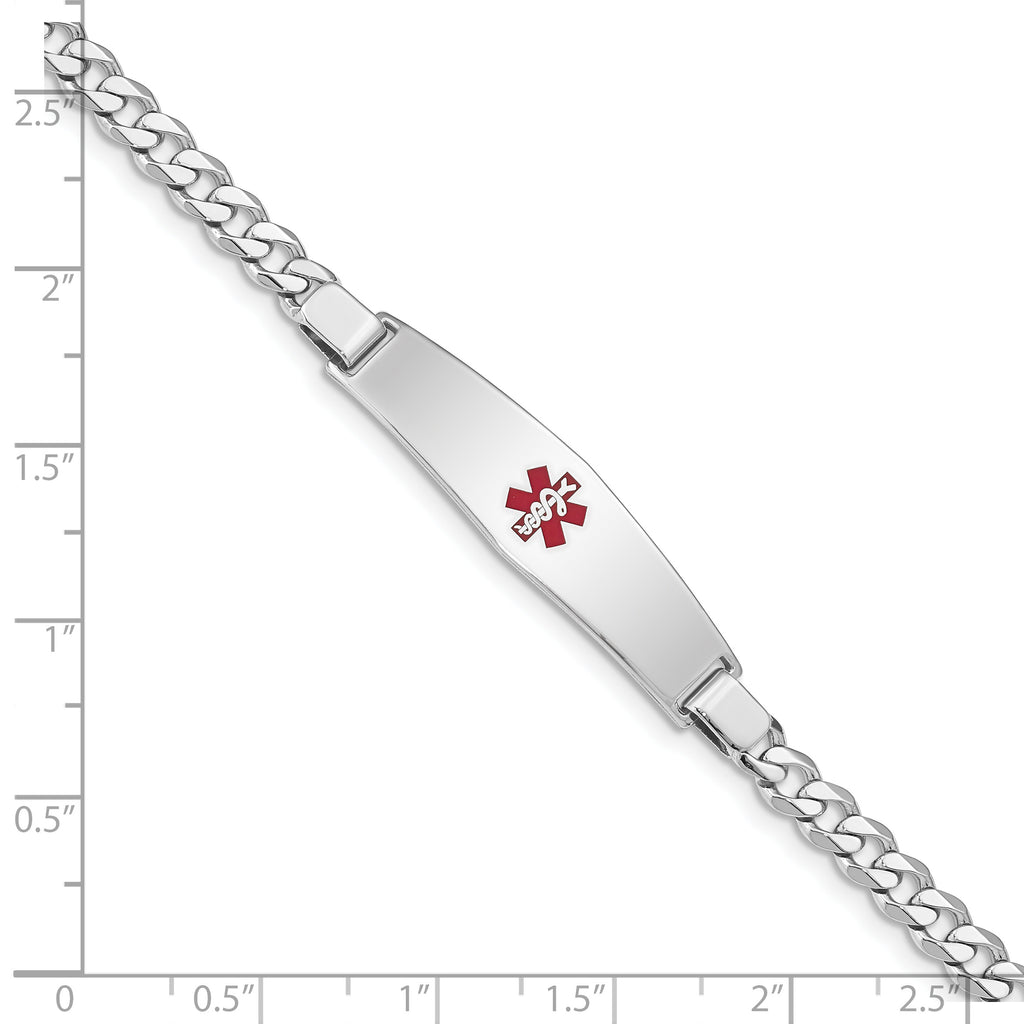 Women's Sterling Silver Rhodium-Plated Curb Medical ID Bracelet 5mm