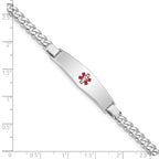 Women's Sterling Silver Rhodium-Plated Curb Medical ID Bracelet 5mm