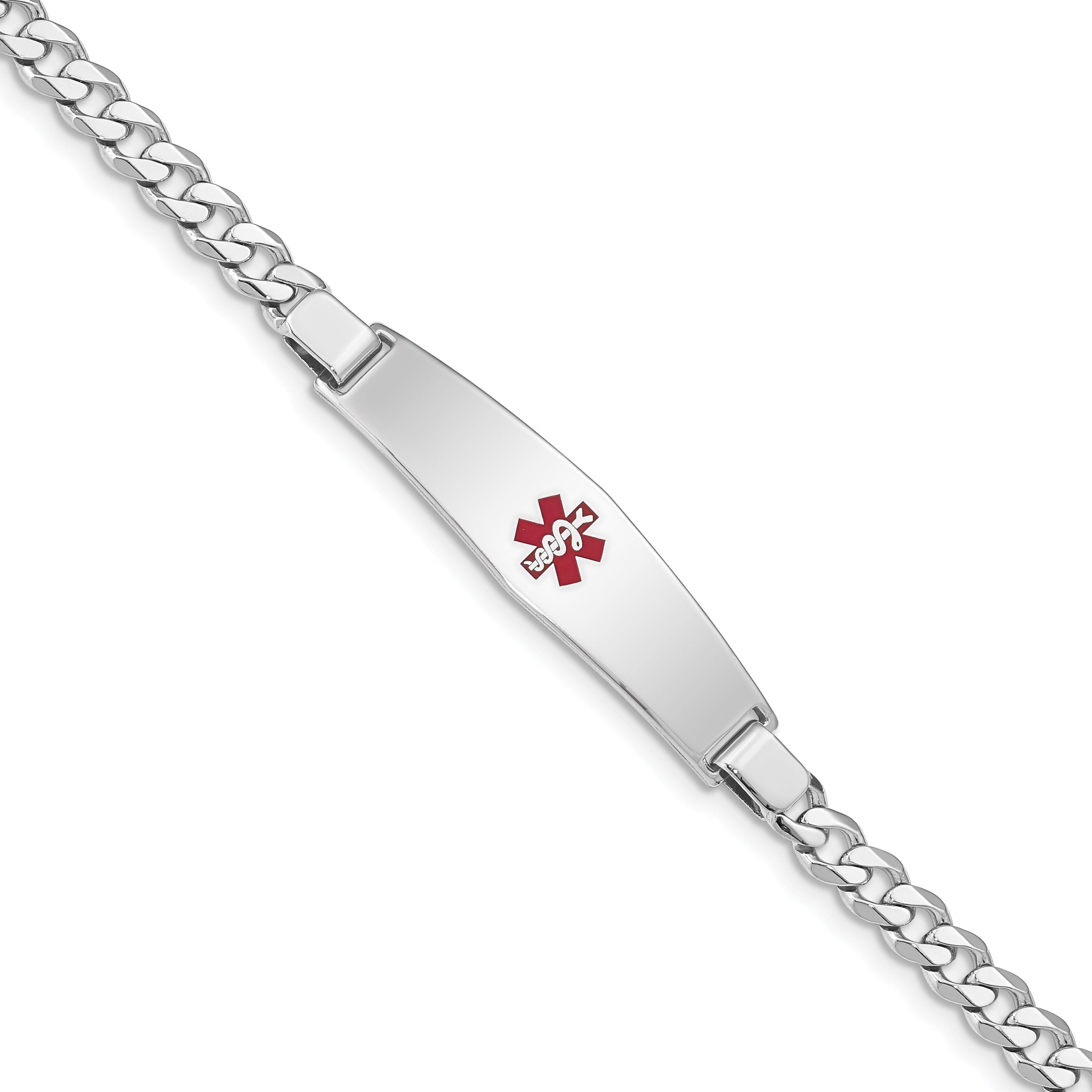 Women's Sterling Silver Rhodium-Plated Curb Medical ID Bracelet 5mm Main image