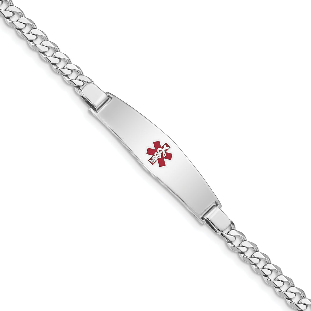 Women's Sterling Silver Rhodium-Plated Curb Medical ID Bracelet 5mm