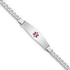 Women's Sterling Silver Rhodium-Plated Curb Medical ID Bracelet 5mm