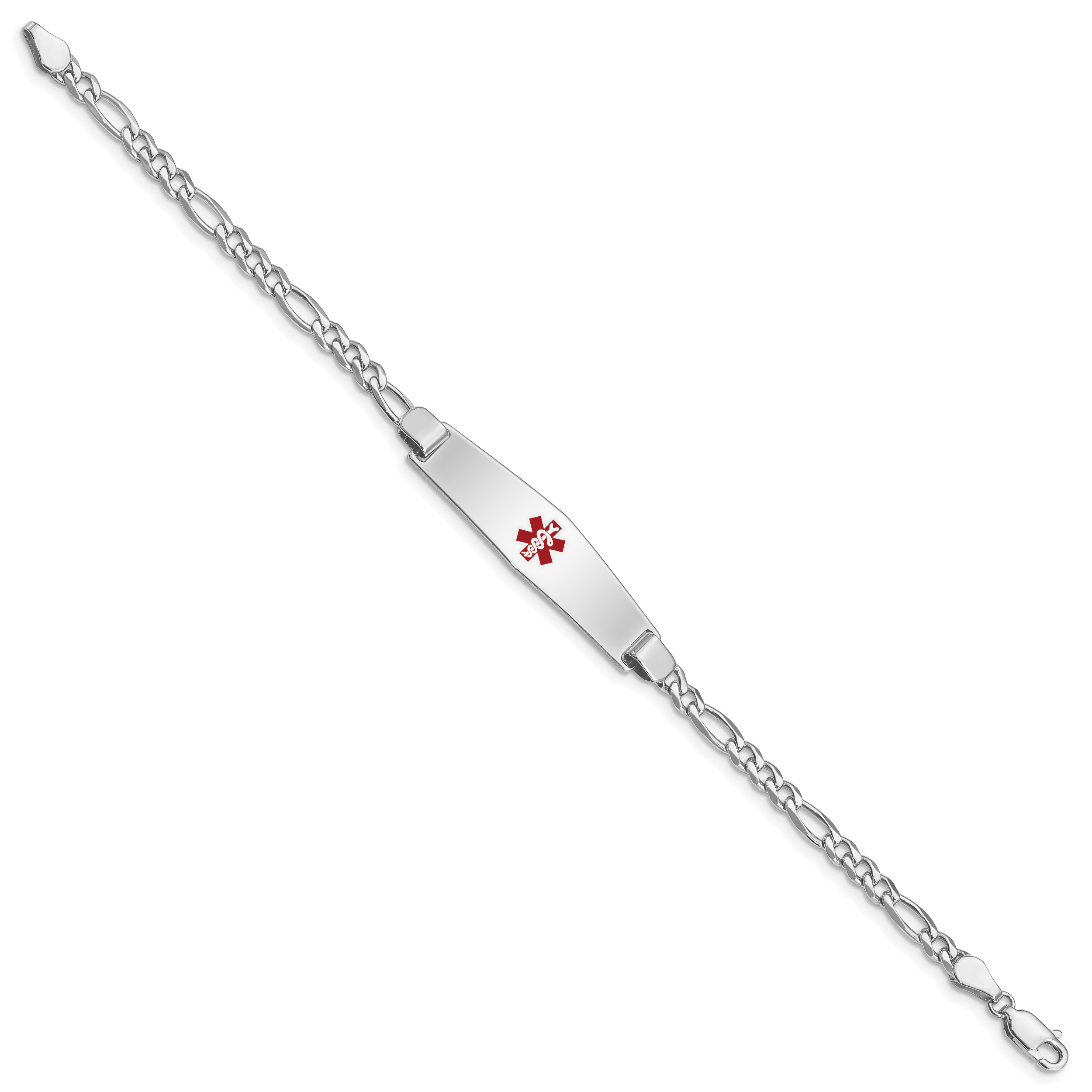 Women's Sterling Silver Rhodium-Plated Figaro Medical ID Bracelet 4mm Secondary image