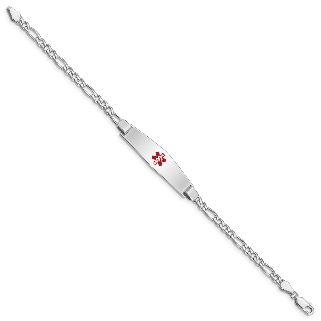 Women's Sterling Silver Rhodium-Plated Figaro Medical ID Bracelet 4mm