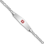 Women's Sterling Silver Rhodium-Plated Figaro Medical ID Bracelet 4mm