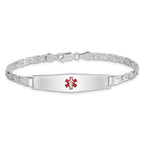Women's Sterling Silver Rhodium-Plated Anchor Medical ID Bracelet 4mm