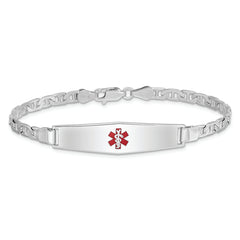 Sterling Silver Rhodium-plated Medical ID Anchor Link Bracelet