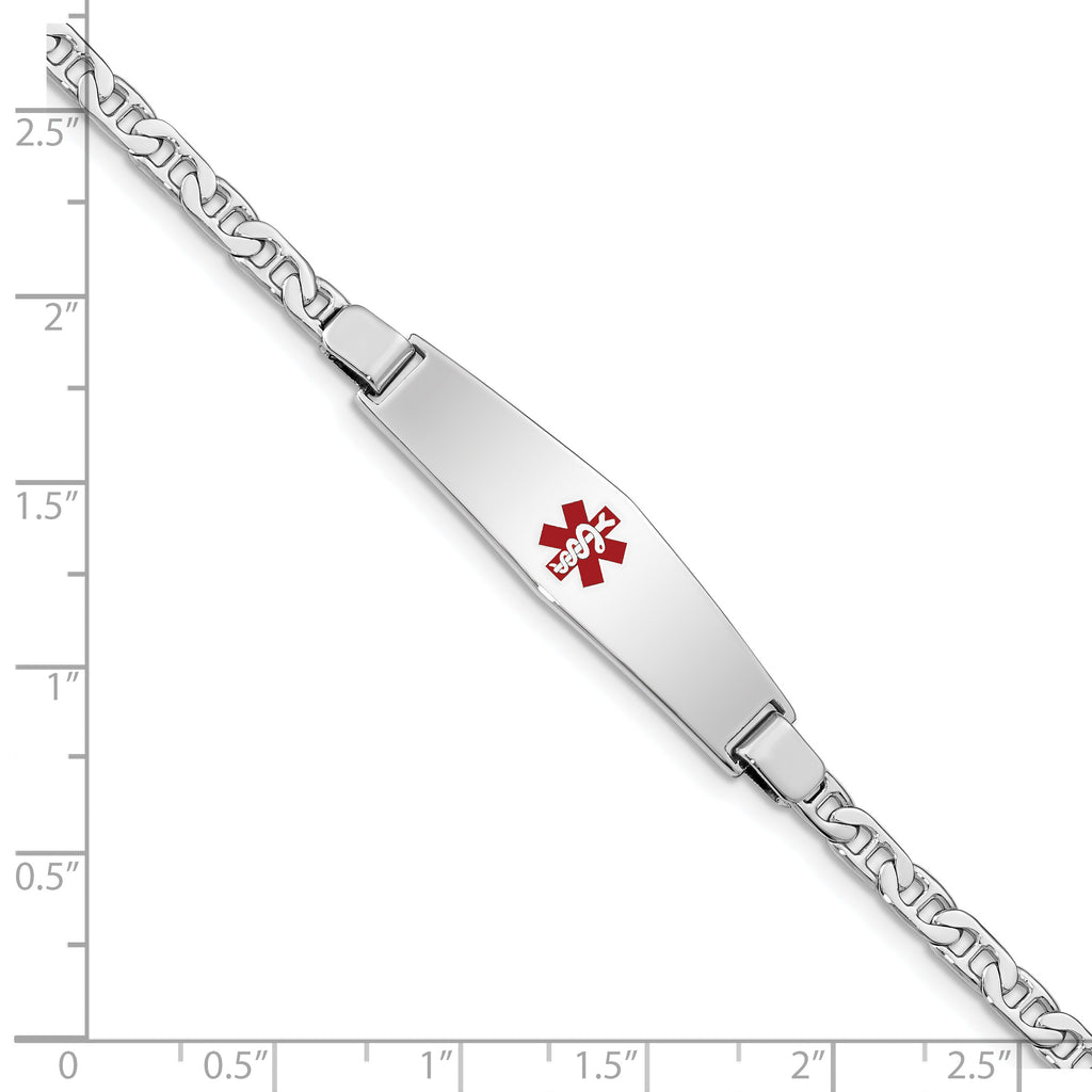 Women's Sterling Silver Rhodium-Plated Anchor Medical ID Bracelet 4mm