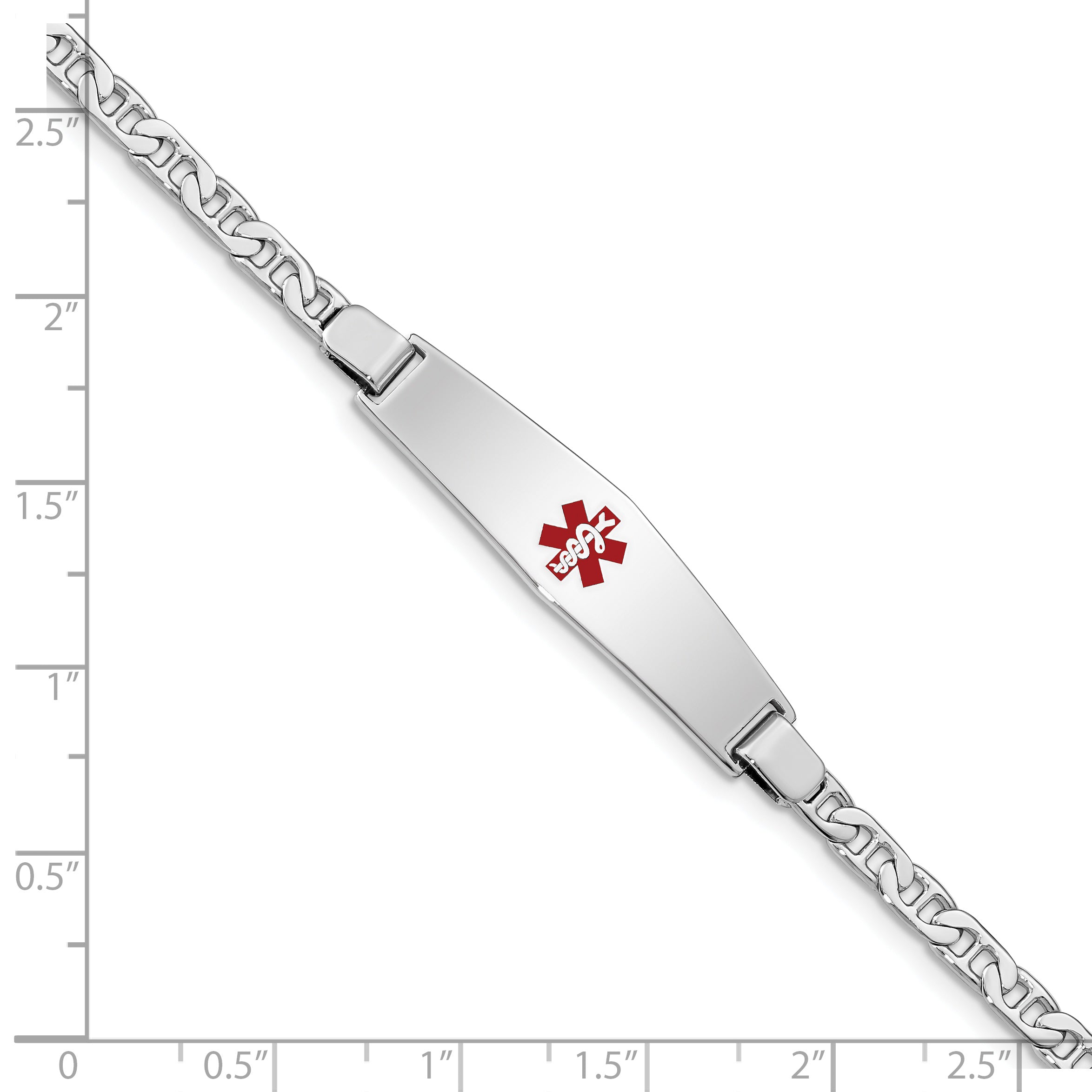 Women's Sterling Silver Rhodium-Plated Anchor Medical ID Bracelet 4mm