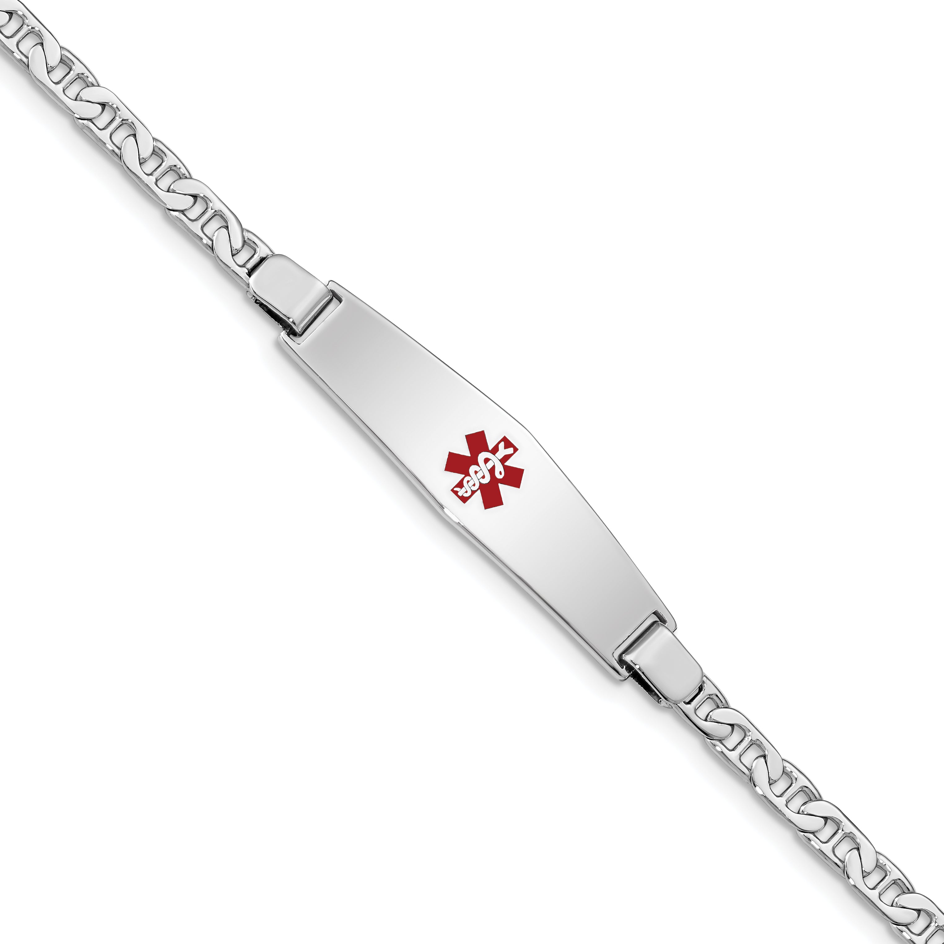 Women's Sterling Silver Rhodium-Plated Anchor Medical ID Bracelet 4mm Main image
