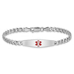Women's Sterling Silver Rhodium-Plated Curb Medical ID Bracelet 4mm