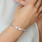 Women's Sterling Silver Rhodium-Plated Curb Medical ID Bracelet 4mm