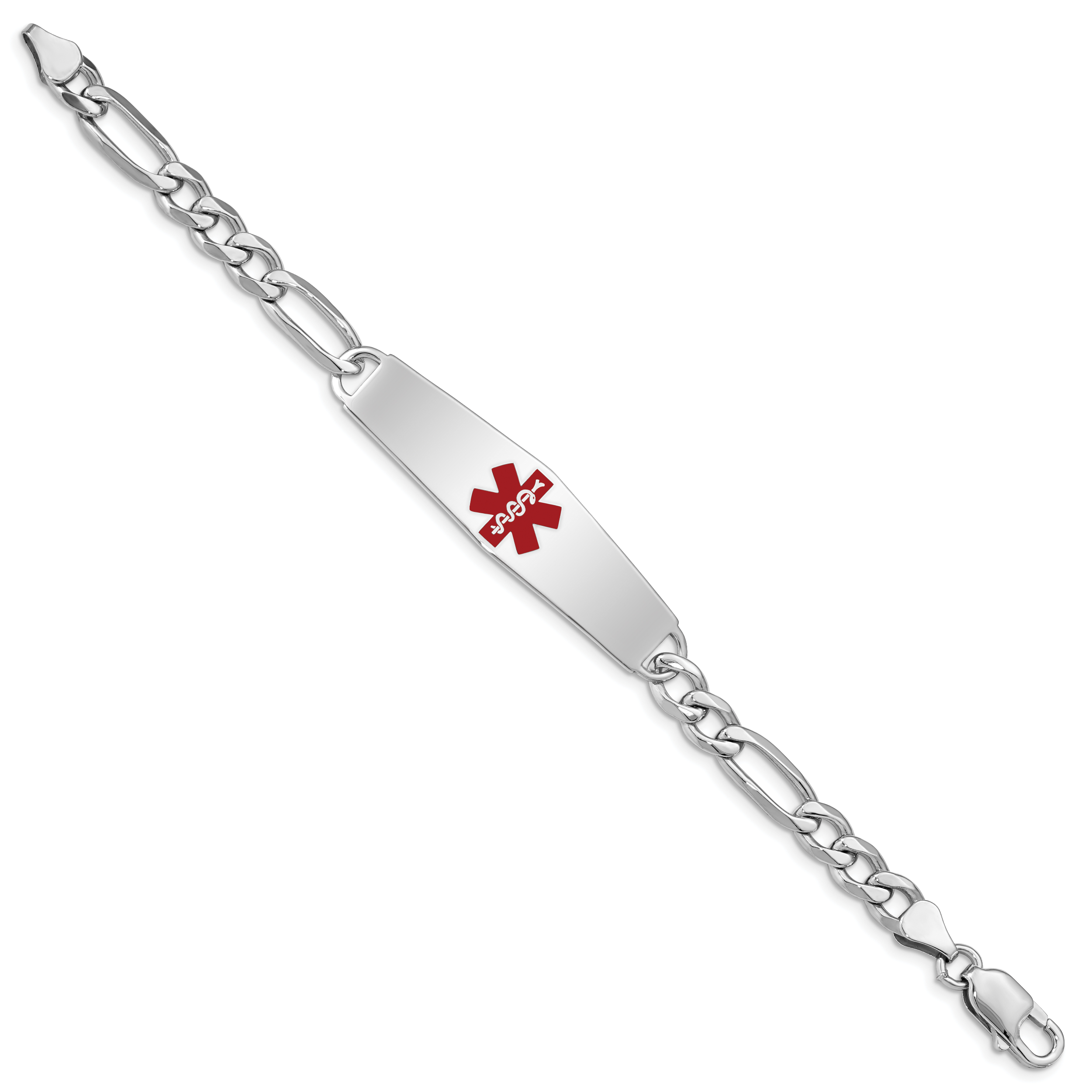 Sterling Silver Rhodium-plated Medical ID Figaro Link Bracelet Secondary image