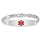 Women's Sterling Silver Rhodium-Plated Figaro Medical ID Bracelet 7mm