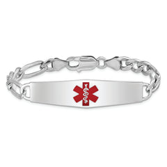 Sterling Silver Rhodium-plated Medical ID Figaro Link Bracelet