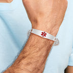 Sterling Silver Rhodium-plated Medical ID Figaro Link Bracelet