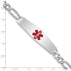 Women's Sterling Silver Rhodium-Plated Figaro Medical ID Bracelet 7mm
